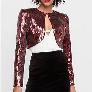 NWT EXPRESS RED SPARKLY SEQUIN BOLERO JACKET